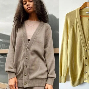 Aritzia Tna Yellow  Oversized Soft Cotton Knit V Neck Cardigan Size 2/Medium